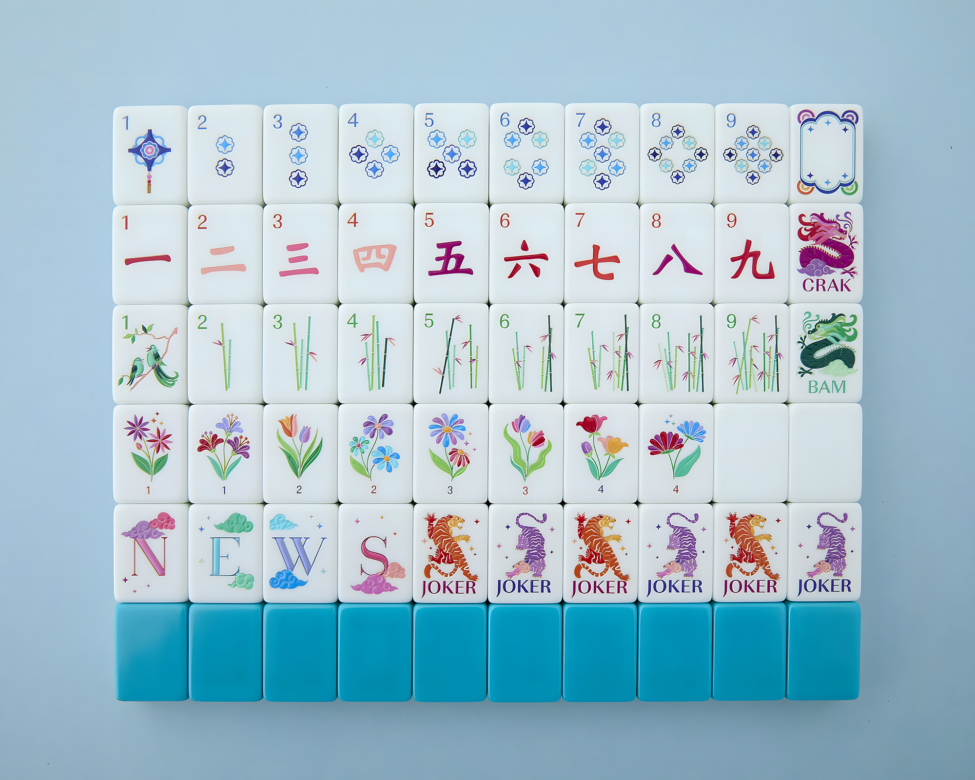 Mahjong Tile Set Sky Blue