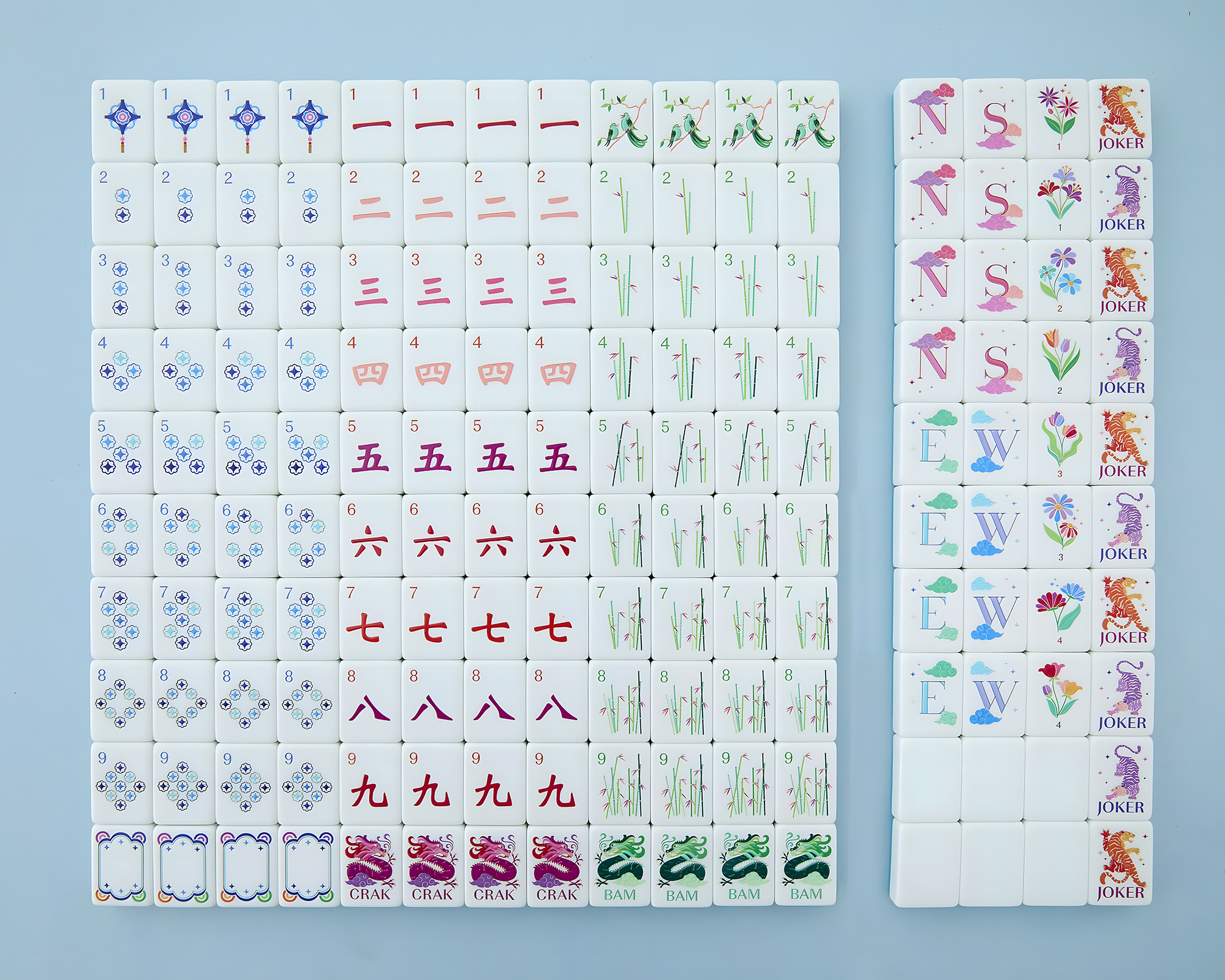 Mahjong Tile Set Sky Blue