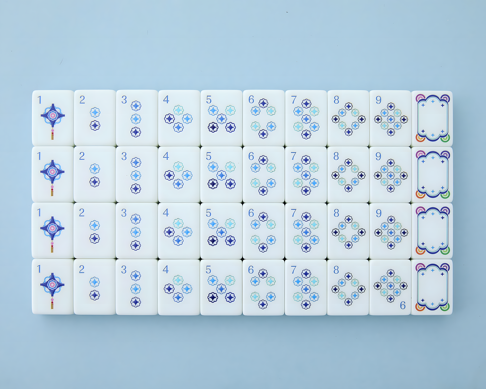 Mahjong Tile Set Sky Blue